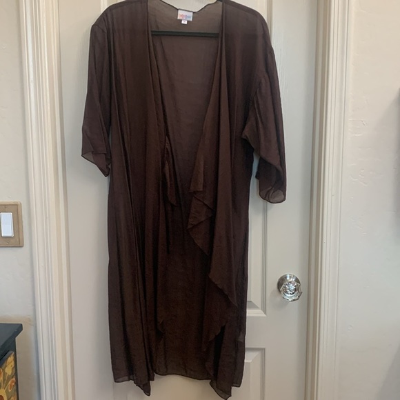 Lularoe Shirley Solid Brown Lightweight Short‎ Sleeve Kimono Cover Size M - Picture 7 of 8